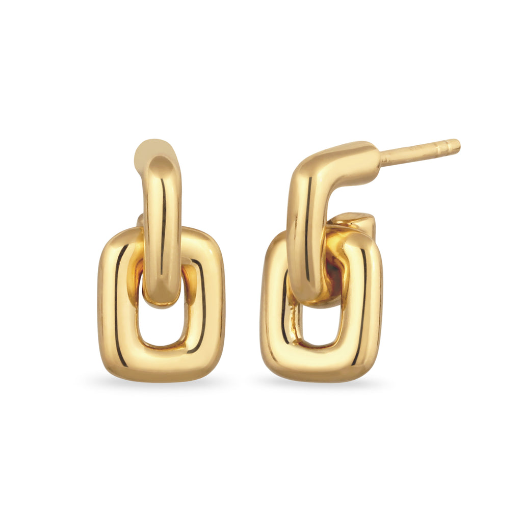 Gold Anting Perhiasan Perak 925 Wanita Stud Square Gold Plated
