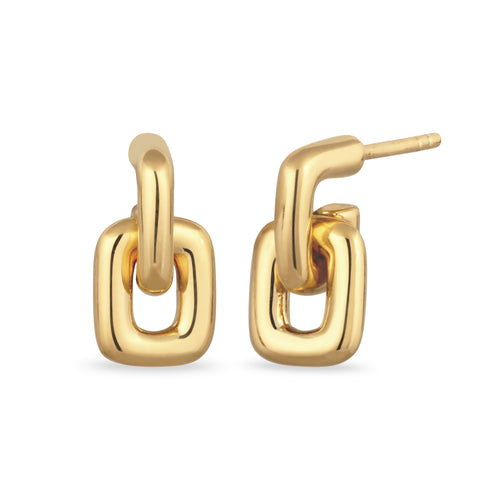 Gold Anting Perhiasan Perak 925 Wanita Stud Square Gold Plated