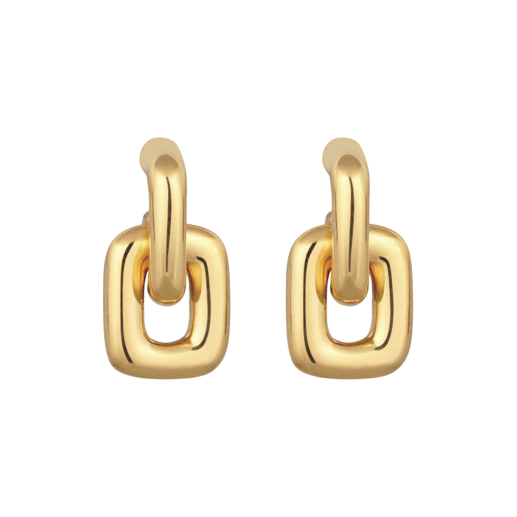 Gold Anting Perhiasan Perak 925 Wanita Stud Square Gold Plated