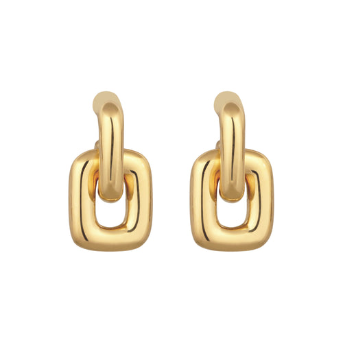 Gold Anting Perhiasan Perak 925 Wanita Stud Square Gold Plated