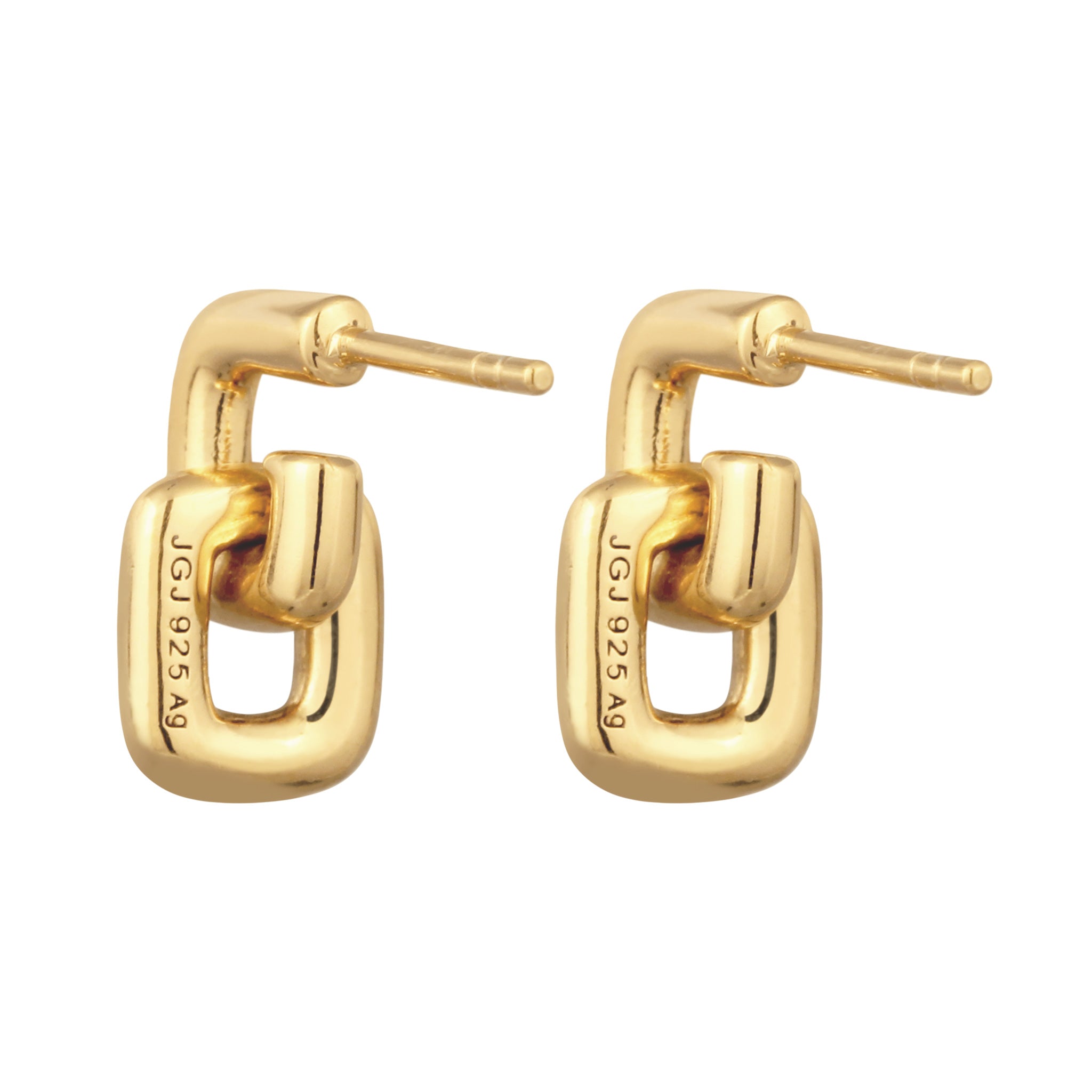 Gold Anting Perhiasan Perak 925 Wanita Stud Square Gold Plated