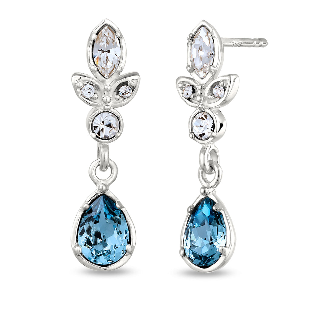 Silver Anting Perhiasan Perak 925 Wanita Blue Crystals