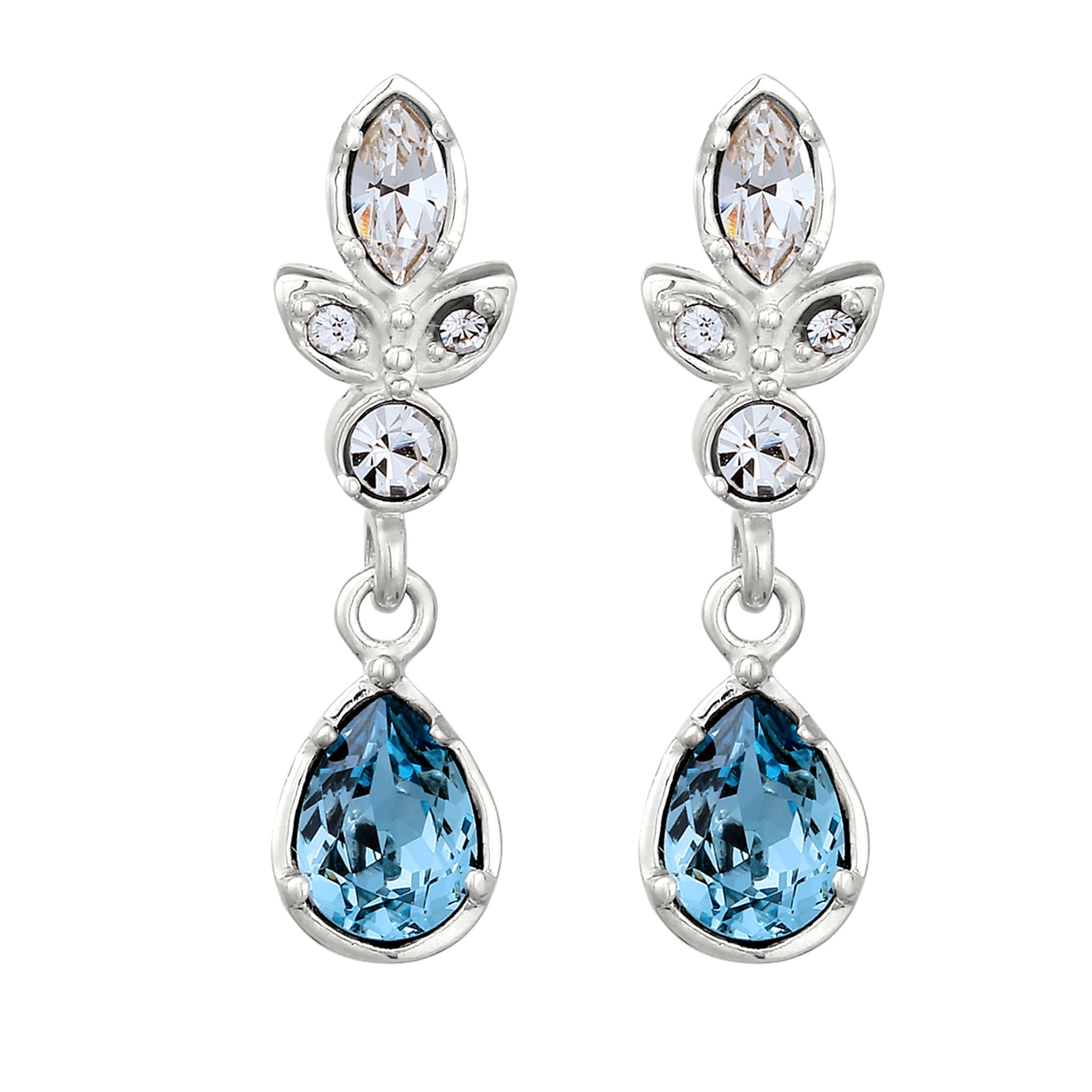 Silver Anting Perhiasan Perak 925 Wanita Blue Crystals