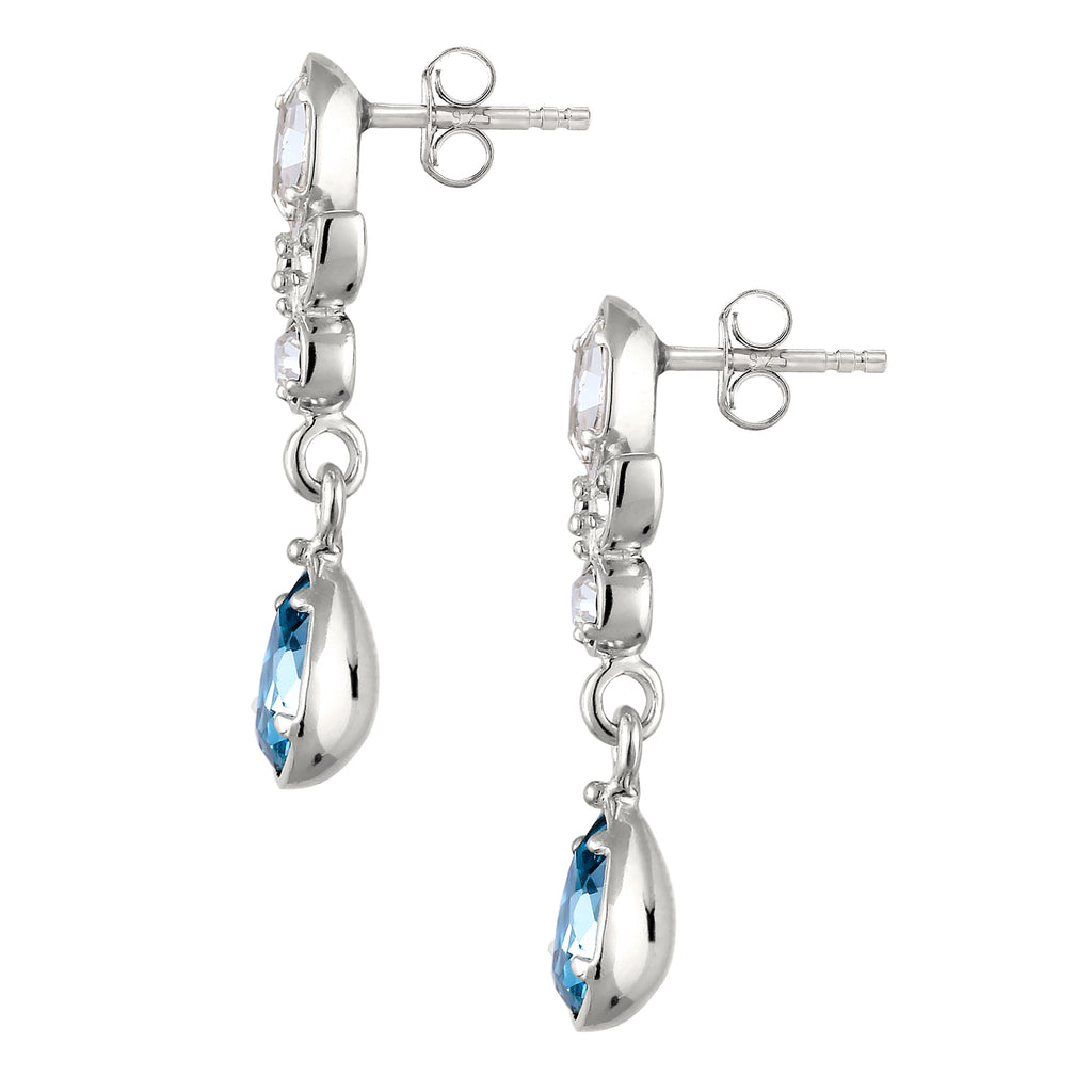 Silver Anting Perhiasan Perak 925 Wanita Blue Crystals