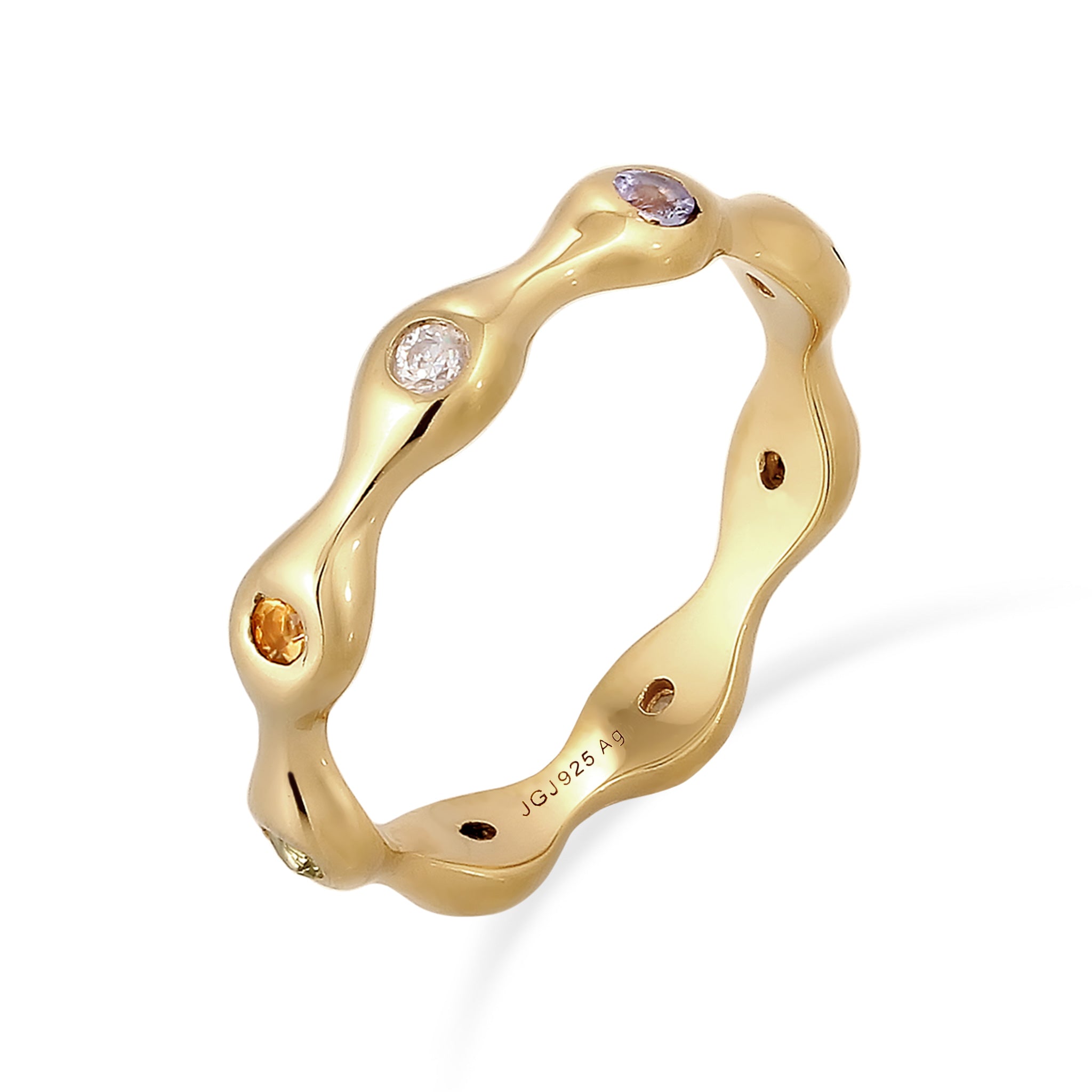 Gold Cincin Perhiasan Perak 925 Wanita Tanzanite Moonstone Citrine Gold Plated