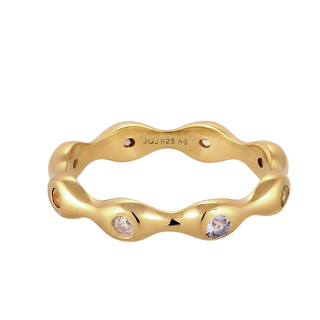 Gold Cincin Perhiasan Perak 925 Wanita Tanzanite Moonstone Citrine Gold Plated