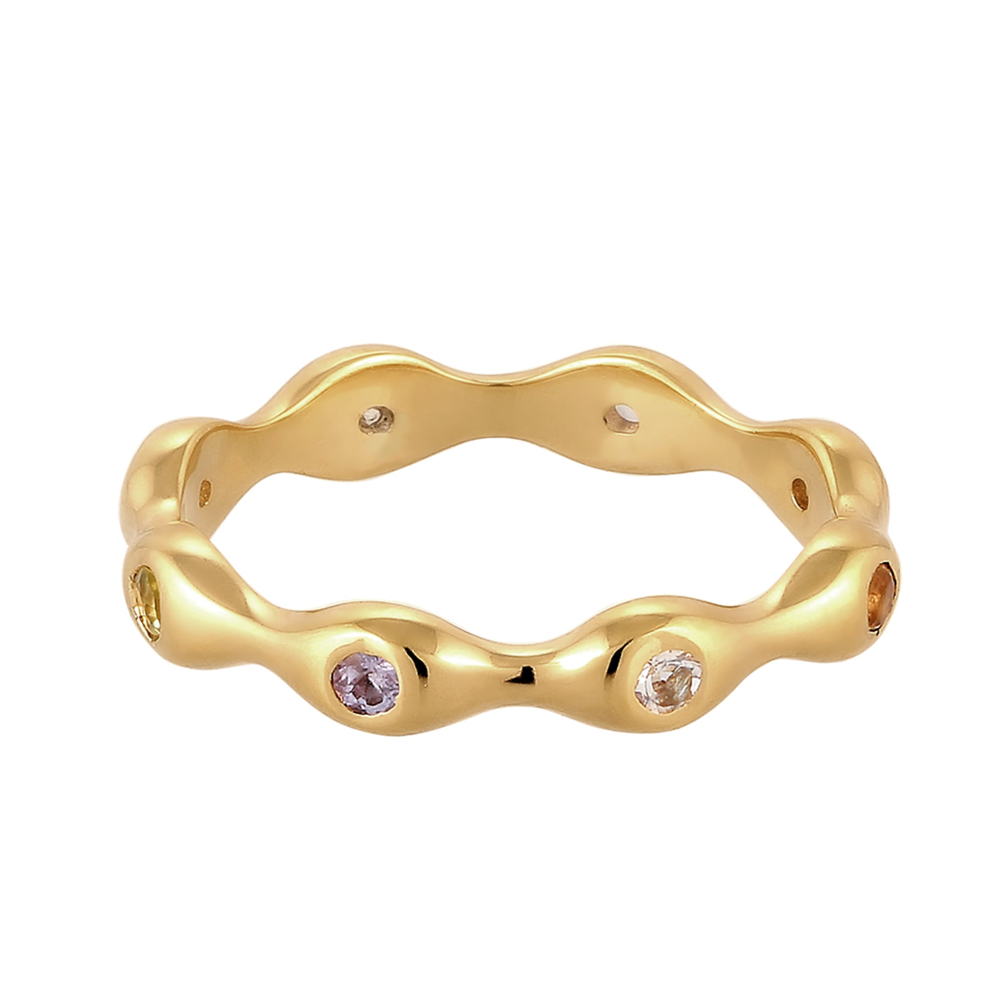 Gold Cincin Perhiasan Perak 925 Wanita Tanzanite Moonstone Citrine Gold Plated