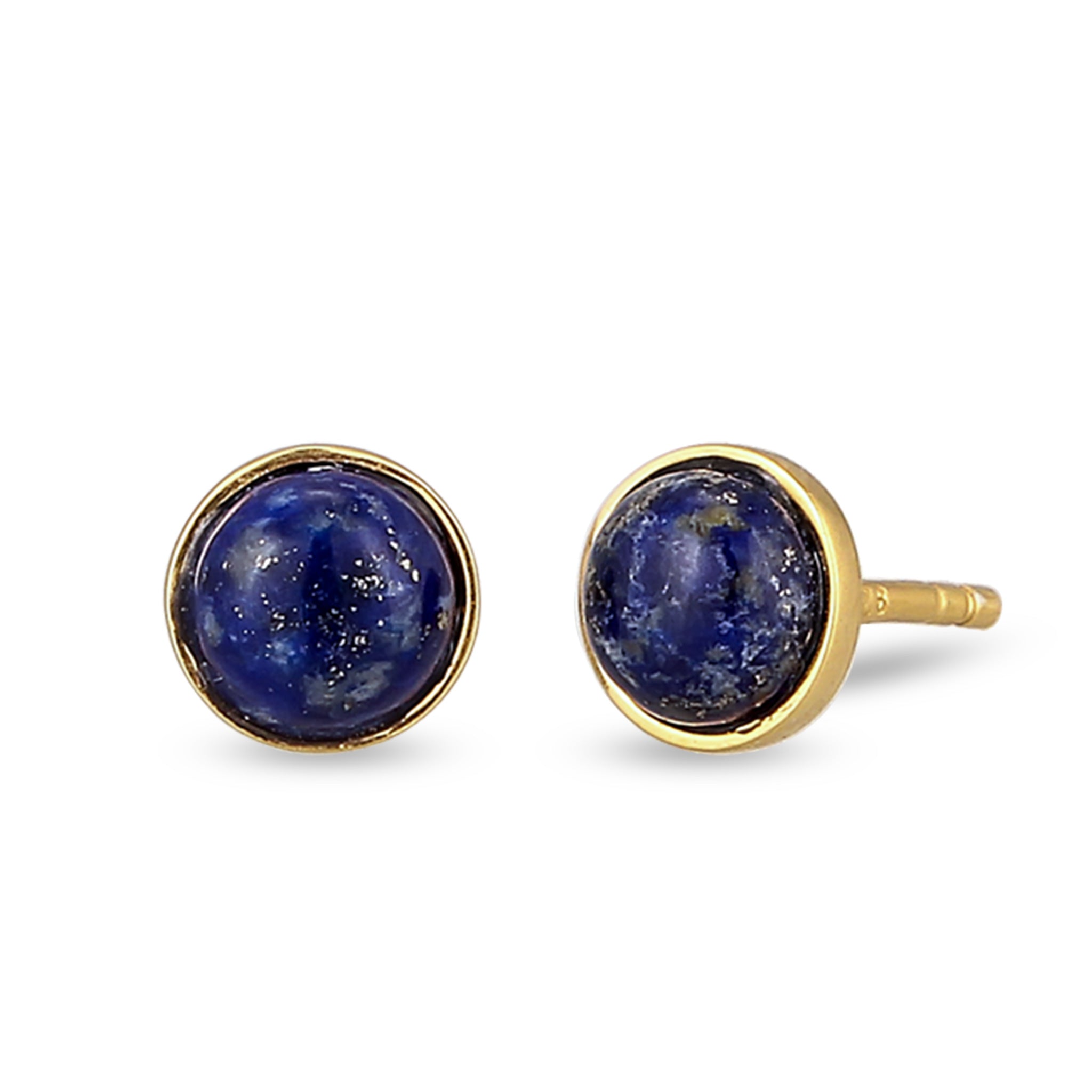 Gold Anting Perhiasan Perak 925 Wanita Stud Lapis Lazuli Gold Plated