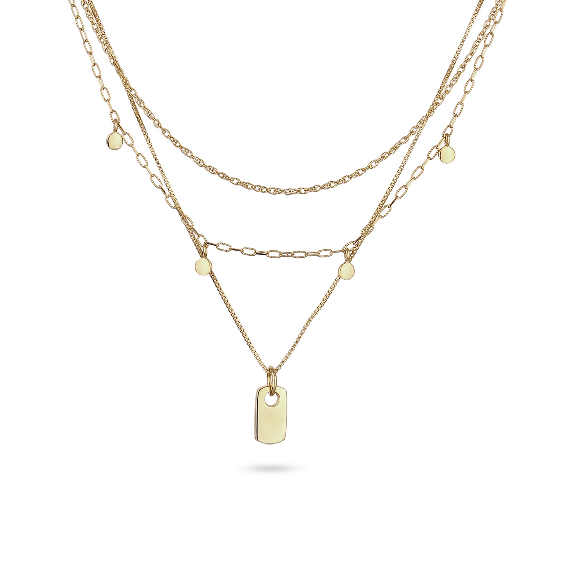 Gold Kalung Perhiasan Perak 925 Wanita Layer Chain Platelet Gold Plated