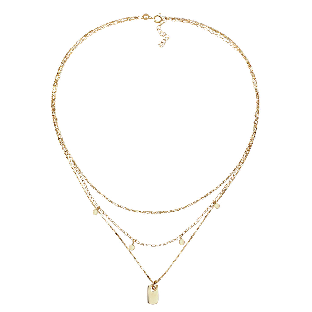 Gold Kalung Perhiasan Perak 925 Wanita Layer Chain Platelet Gold Plated
