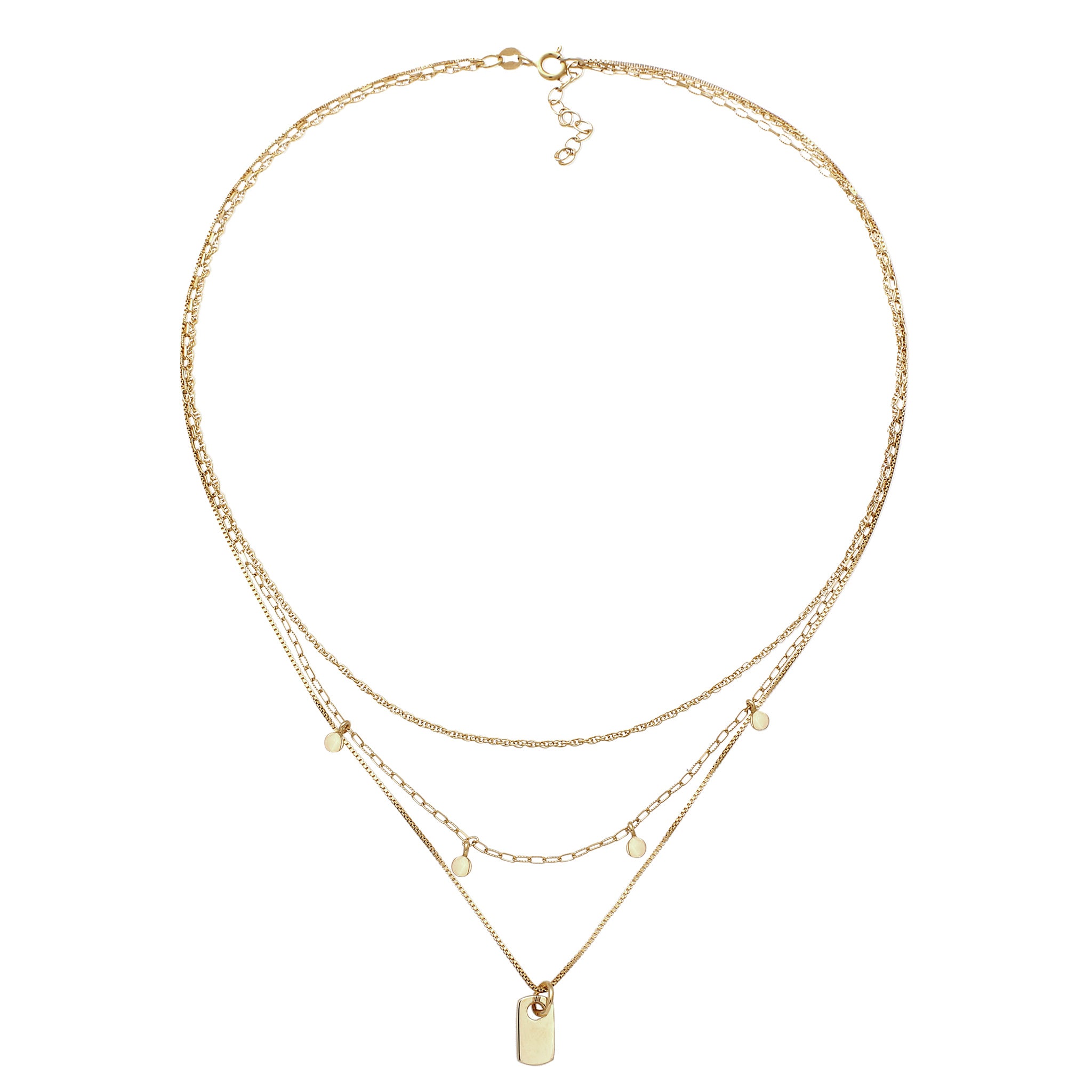 Gold Kalung Perhiasan Perak 925 Wanita Layer Chain Platelet Gold Plated