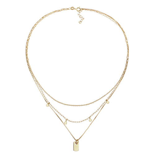 Gold Kalung Perhiasan Perak 925 Wanita Layer Chain Platelet Gold Plated
