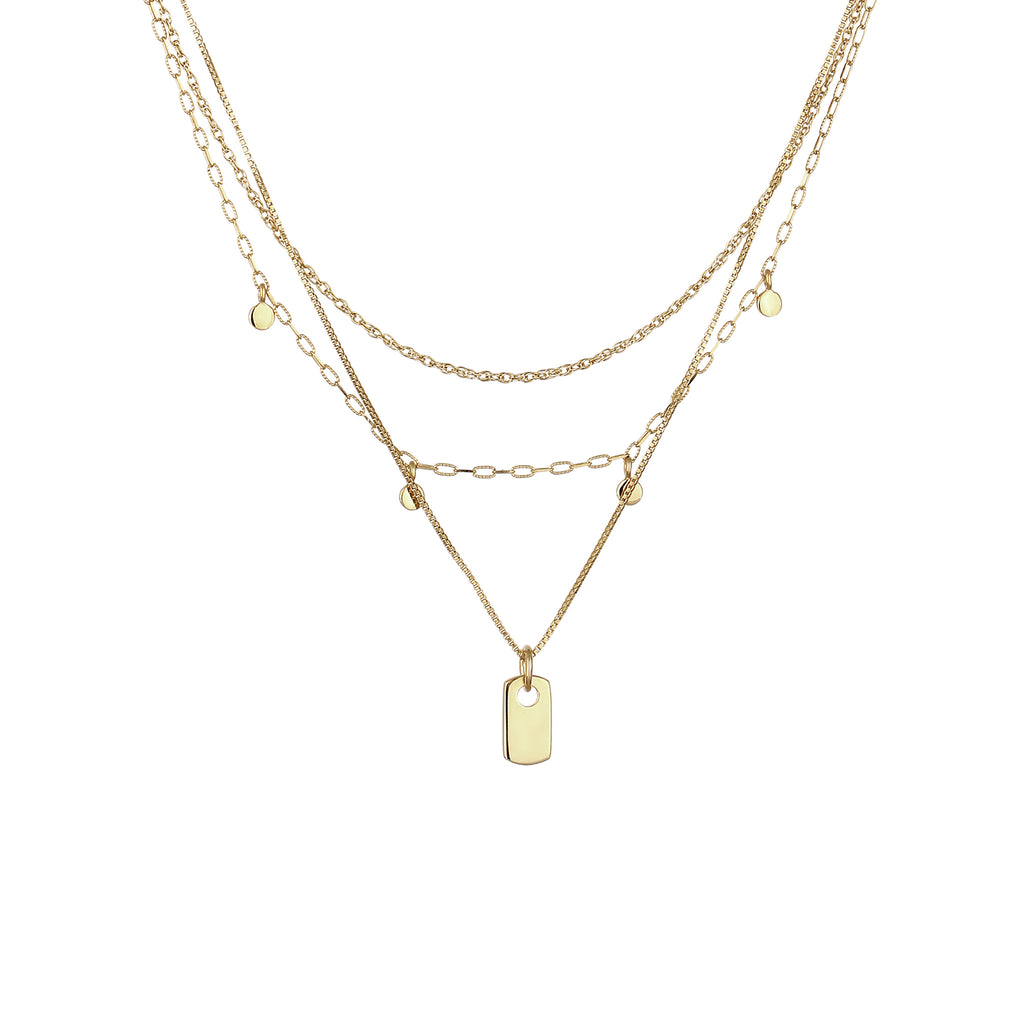 Gold Kalung Perhiasan Perak 925 Wanita Layer Chain Platelet Gold Plated