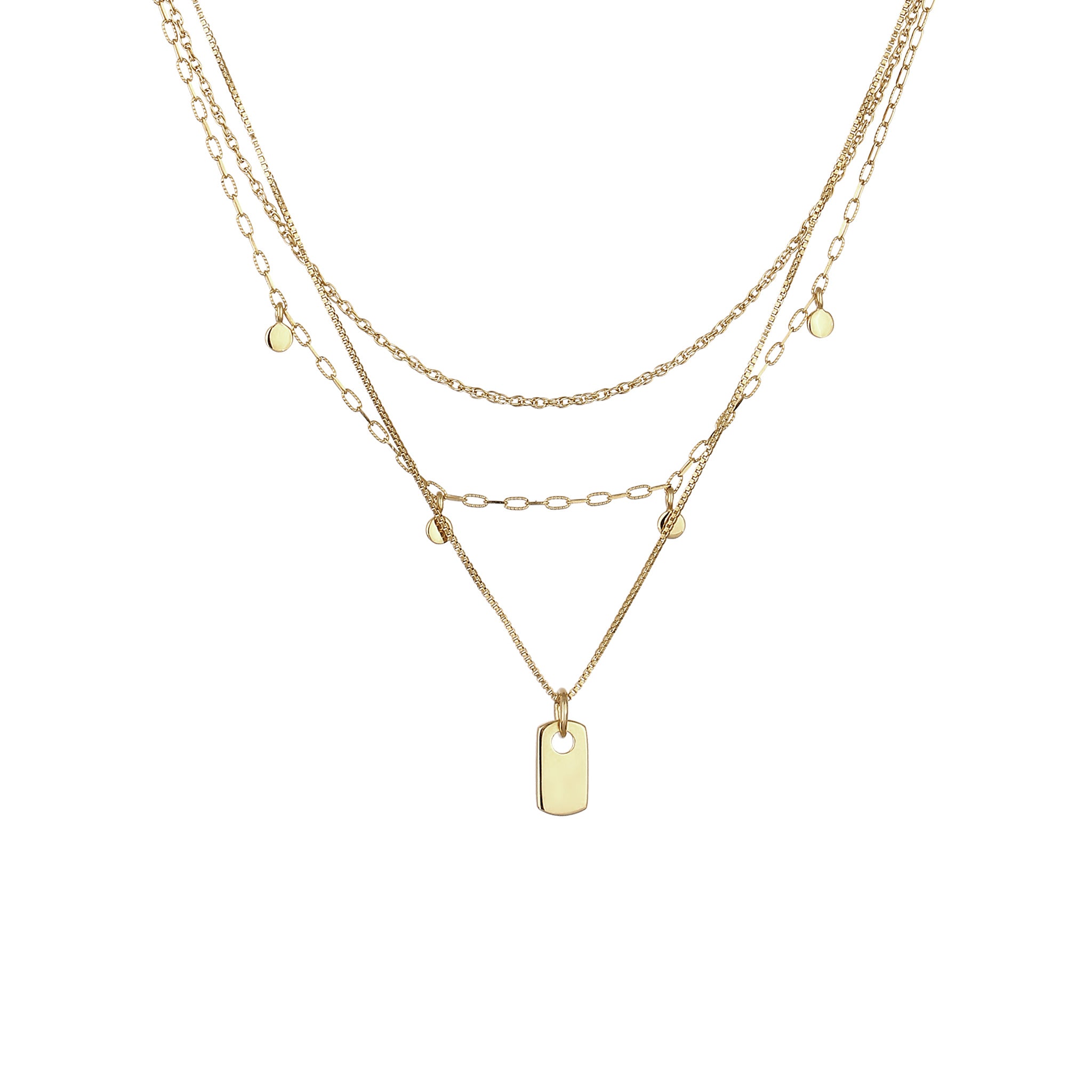 Gold Kalung Perhiasan Perak 925 Wanita Layer Chain Platelet Gold Plated