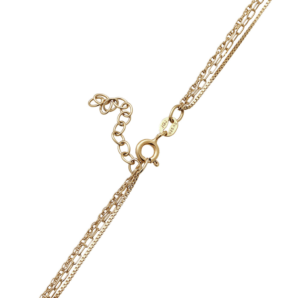 Gold Kalung Perhiasan Perak 925 Wanita Layer Chain Platelet Gold Plated