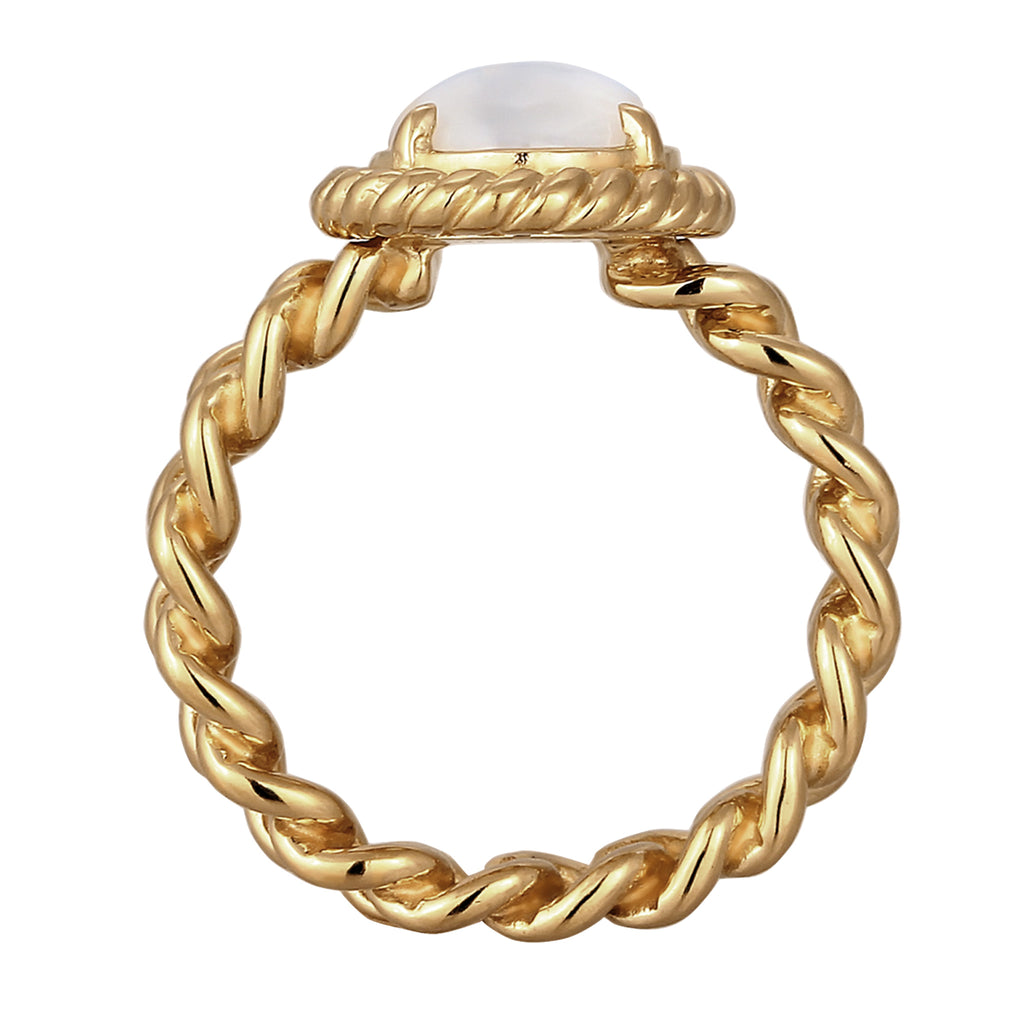 Gold Cincin Perhiasan Perak 925 Wanita Moonstone Gold Plated