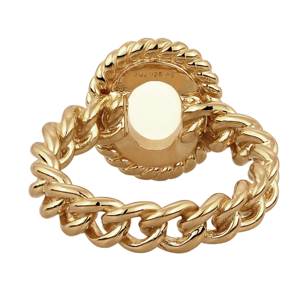 Gold Cincin Perhiasan Perak 925 Wanita Moonstone Gold Plated
