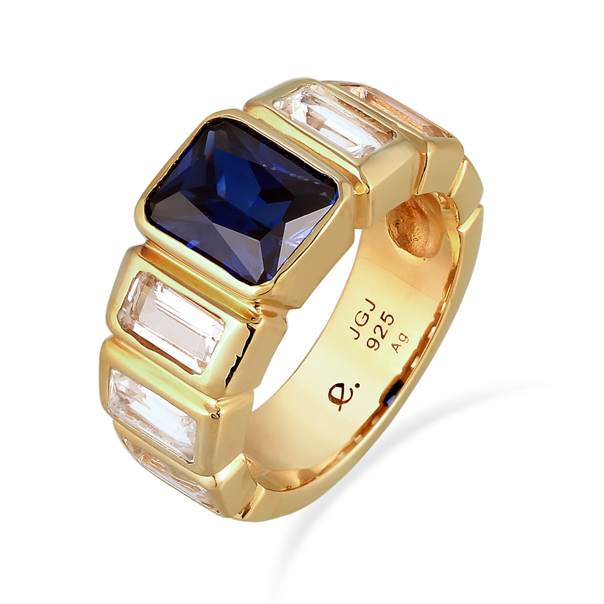 Gold Cincin Perhiasan Perak 925 Wanita Sapphire Topaz Gold Plated