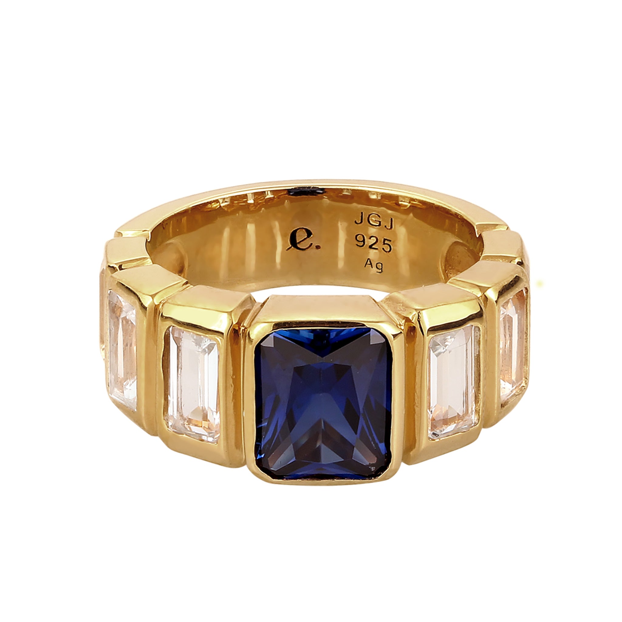 Gold Cincin Perhiasan Perak 925 Wanita Sapphire Topaz Gold Plated