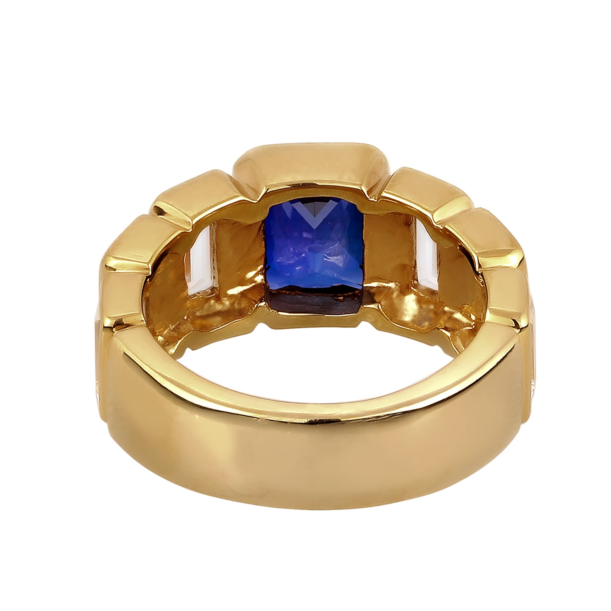 Gold Cincin Perhiasan Perak 925 Wanita Sapphire Topaz Gold Plated