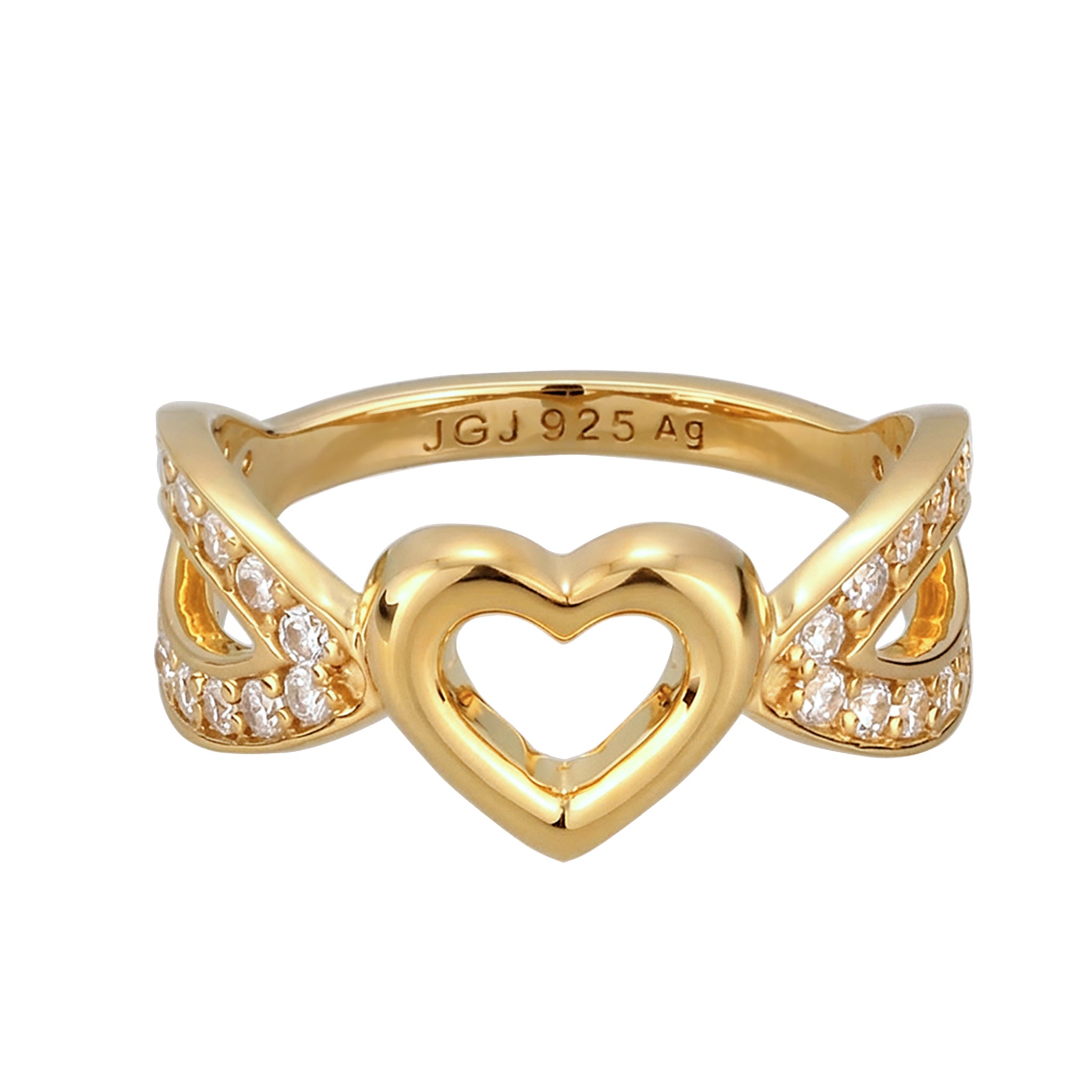 Gold Cincin Perhiasan Perak 925 Wanita Heart Zirconia Gold Plated