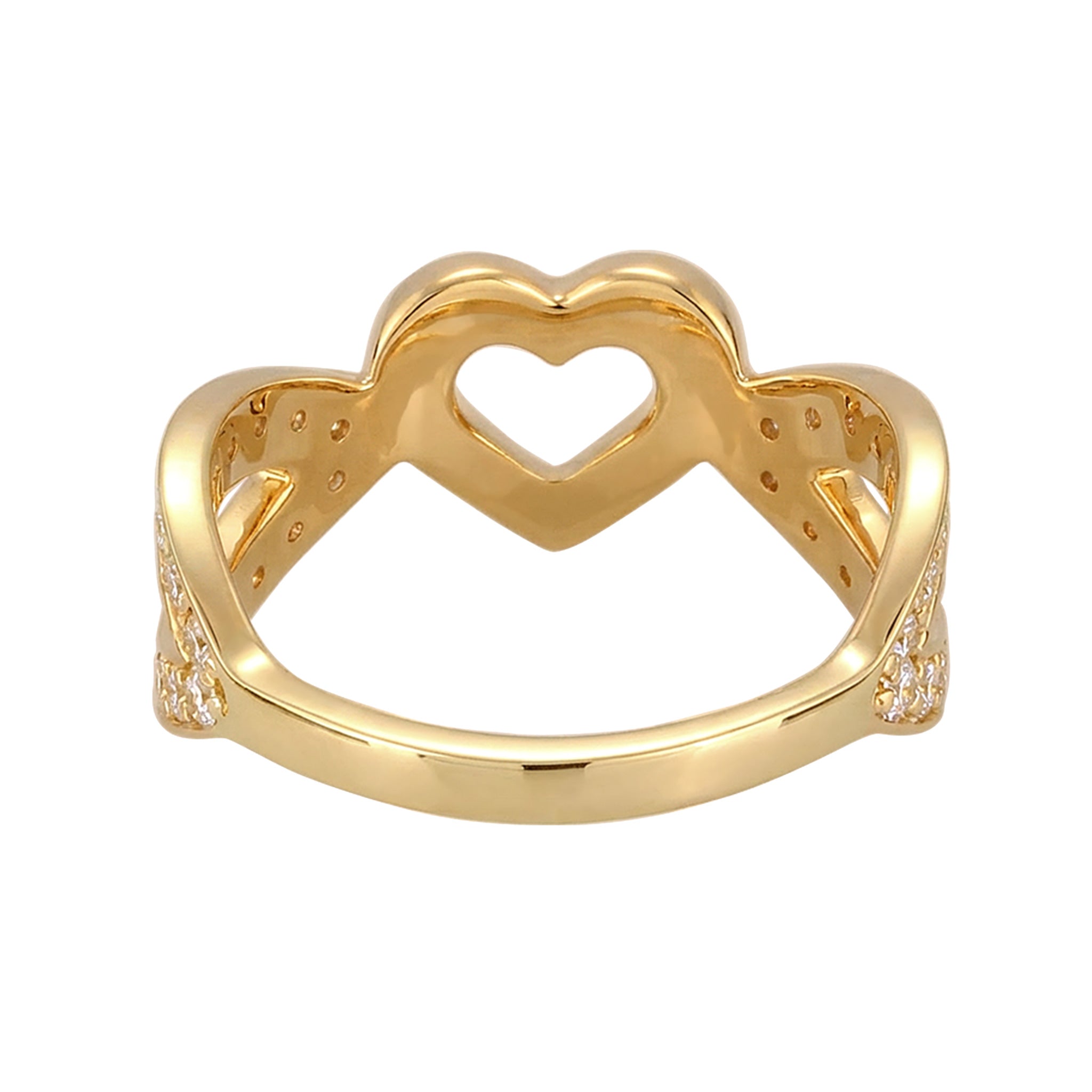 Gold Cincin Perhiasan Perak 925 Wanita Heart Zirconia Gold Plated