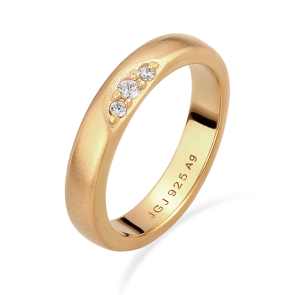 Gold Cincin Perhiasan Perak 925 Wanita Elegant White Lab Grown Diamond Gold Plated