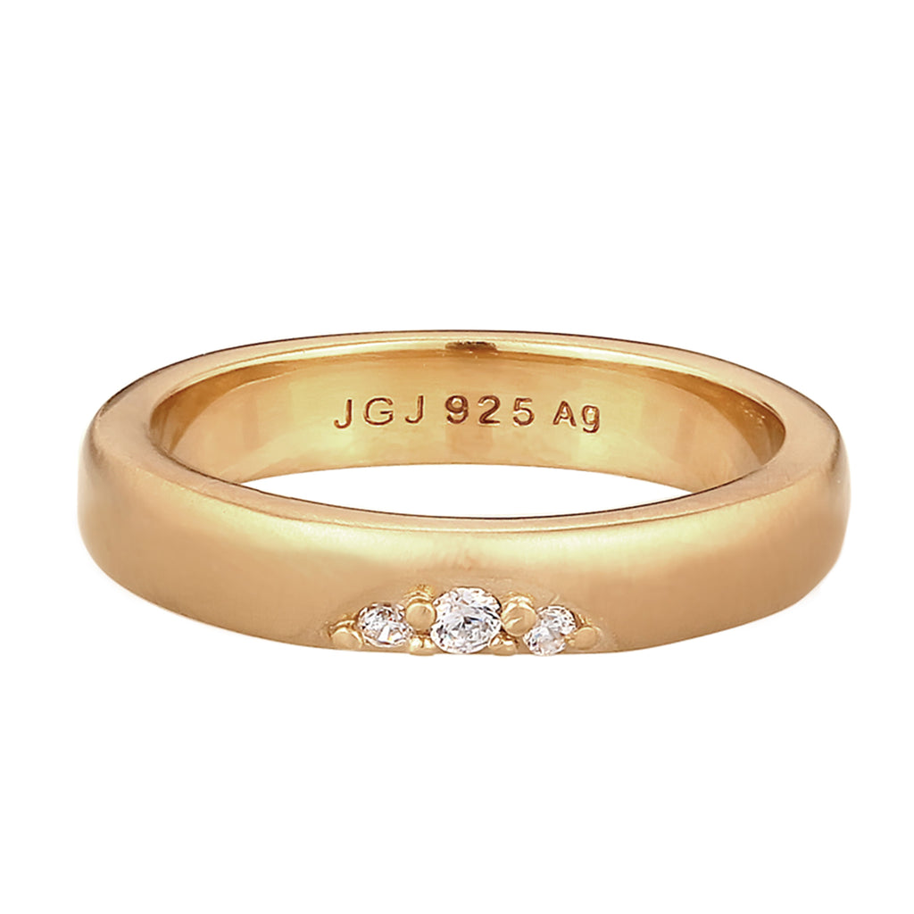 Gold Cincin Perhiasan Perak 925 Wanita Elegant White Lab Grown Diamond Gold Plated