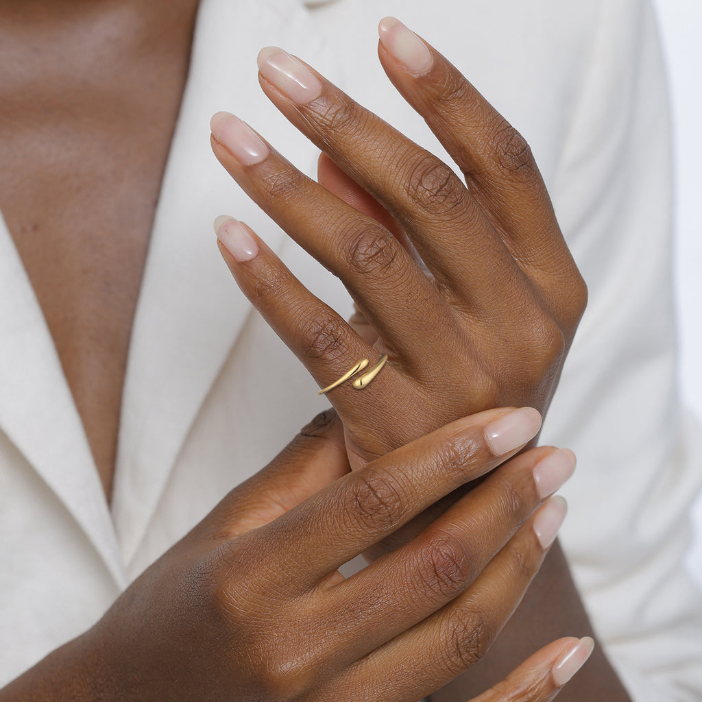 Gold Cincin Perhiasan Perak 925 Wanita Wrap Gold Plated