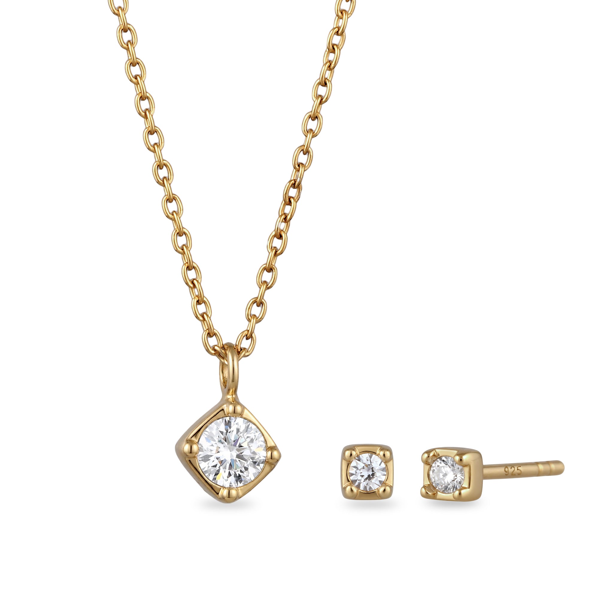 Gold Set Perhiasan Perak 925 Wanita with Crystals Gold Plated