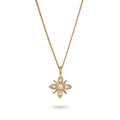 Gold Kalung Perhiasan Perak 925 Wanita Snowflake with Diamonds White Gold Plated