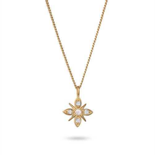 Gold Kalung Perhiasan Perak 925 Wanita Snowflake with Diamonds White Gold Plated