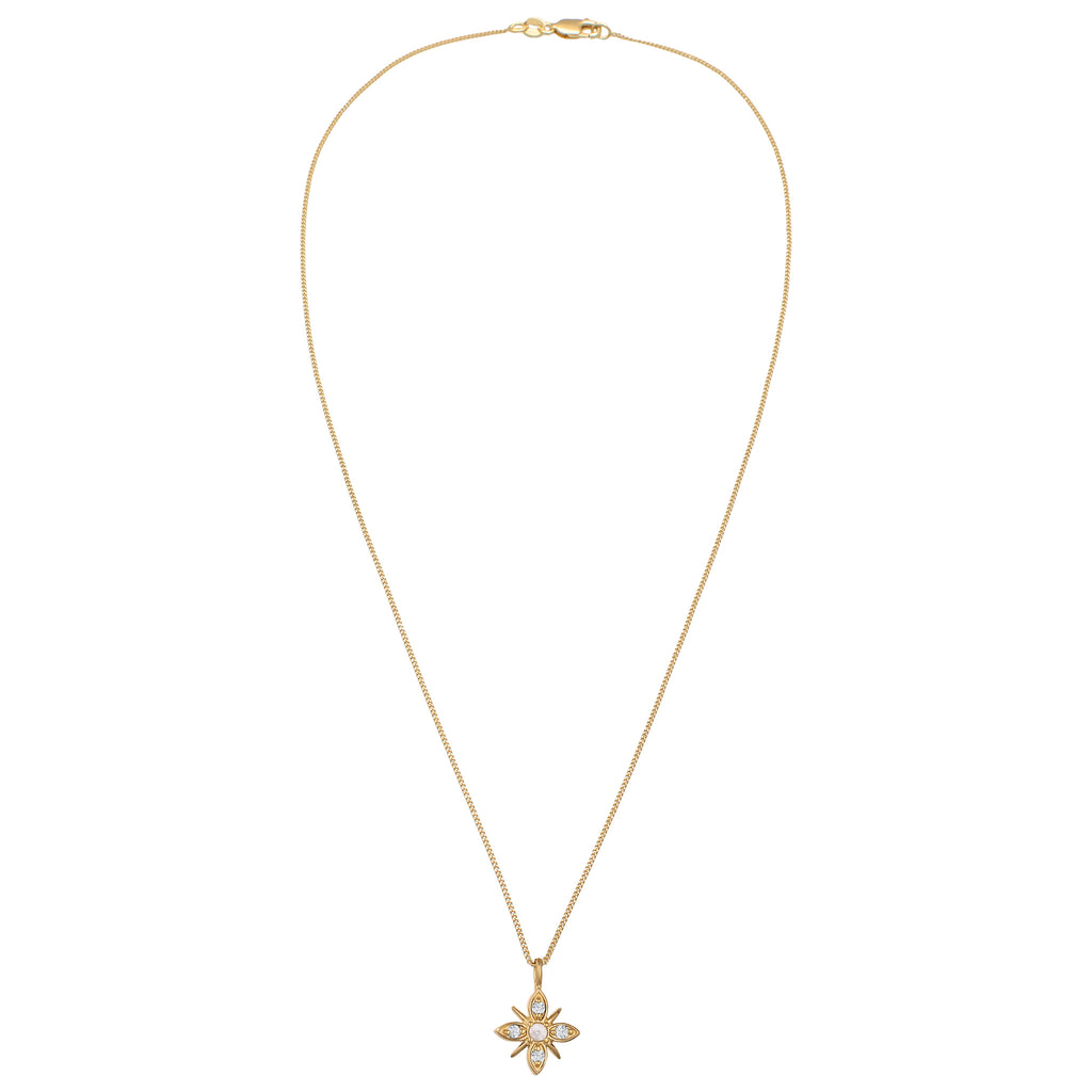 Gold Kalung Perhiasan Perak 925 Wanita Snowflake with Diamonds White Gold Plated