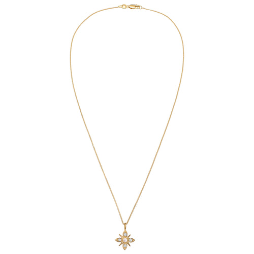 Gold Kalung Perhiasan Perak 925 Wanita Snowflake with Diamonds White Gold Plated