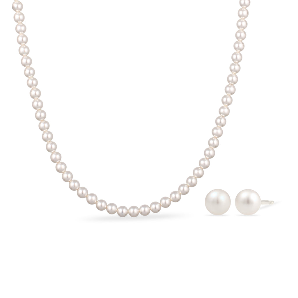 Silver Set Perhiasan Perak 925 Wanita Stud Swarovski® Pearl