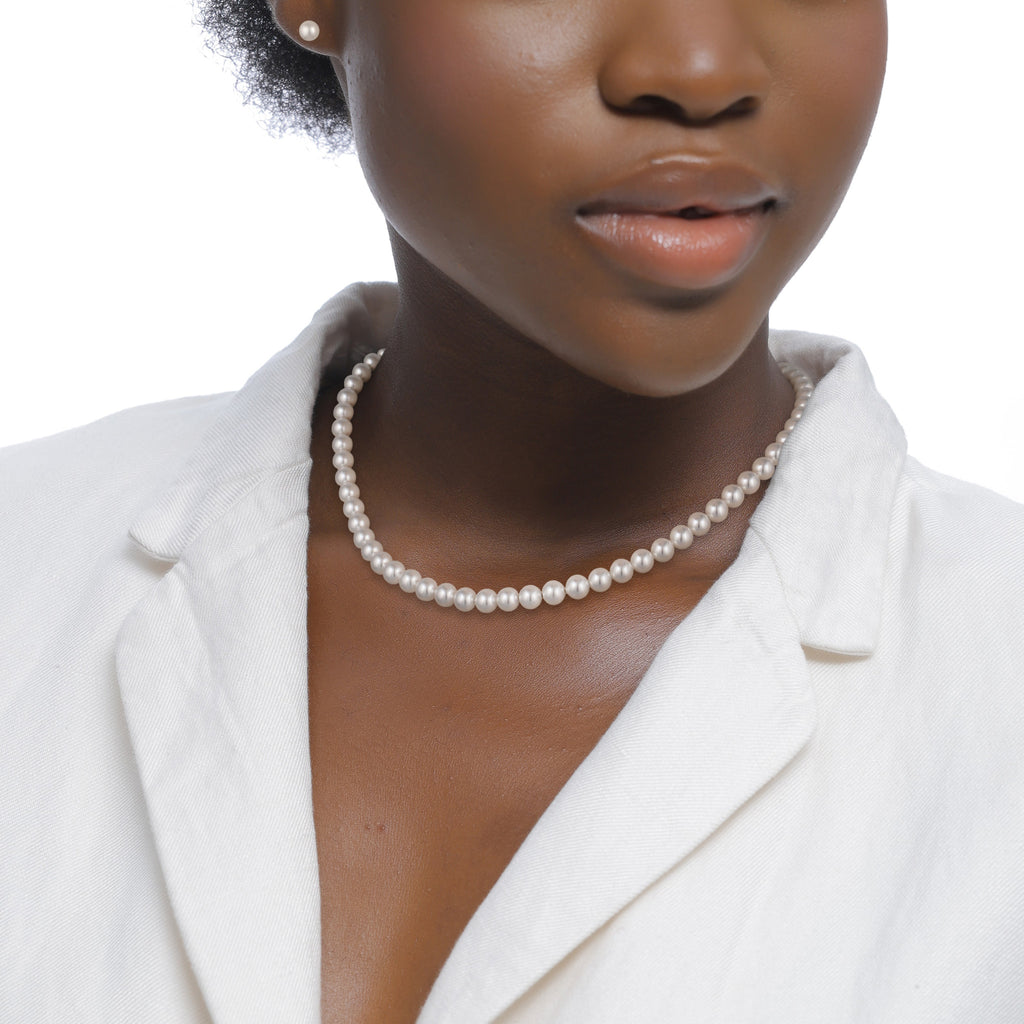 Silver Set Perhiasan Perak 925 Wanita Stud Swarovski® Pearl