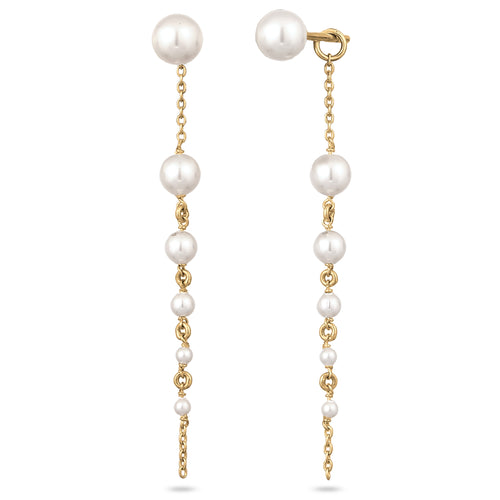 Gold Anting Perhiasan Perak 925 Wanita Stud Swarovski® Pearl Gold Plated