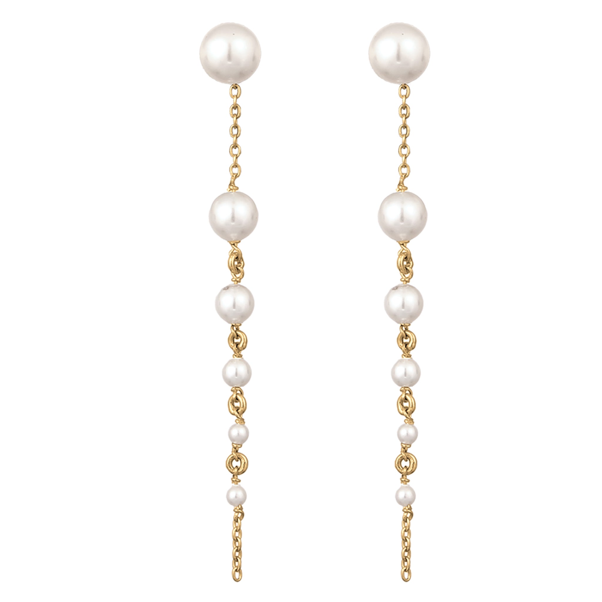 Gold Anting Perhiasan Perak 925 Wanita Stud Swarovski® Pearl Gold Plated