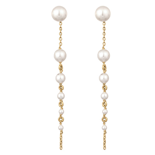 Gold Anting Perhiasan Perak 925 Wanita Stud Swarovski® Pearl Gold Plated