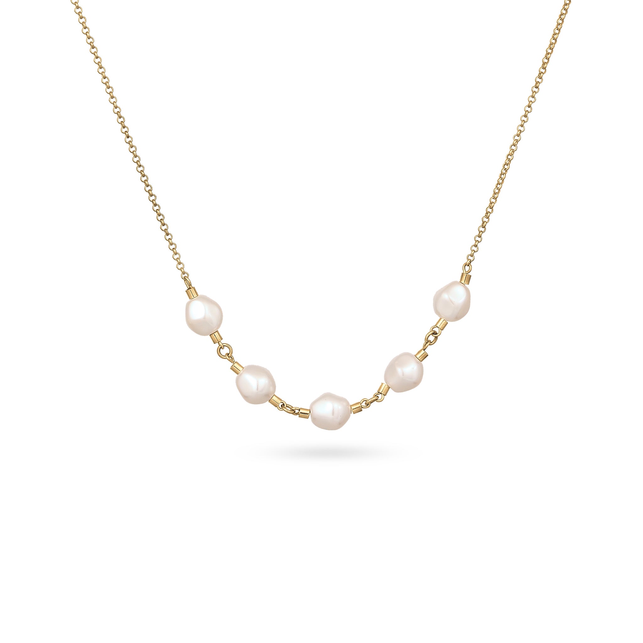 Gold Kalung Perhiasan Perak 925 Wanita Pearl Gold Plated