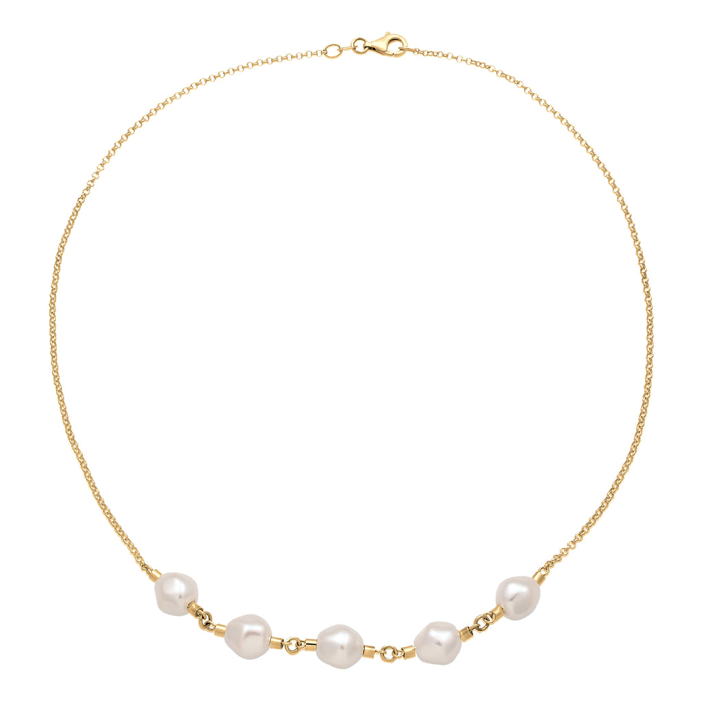 Gold Kalung Perhiasan Perak 925 Wanita Pearl Gold Plated