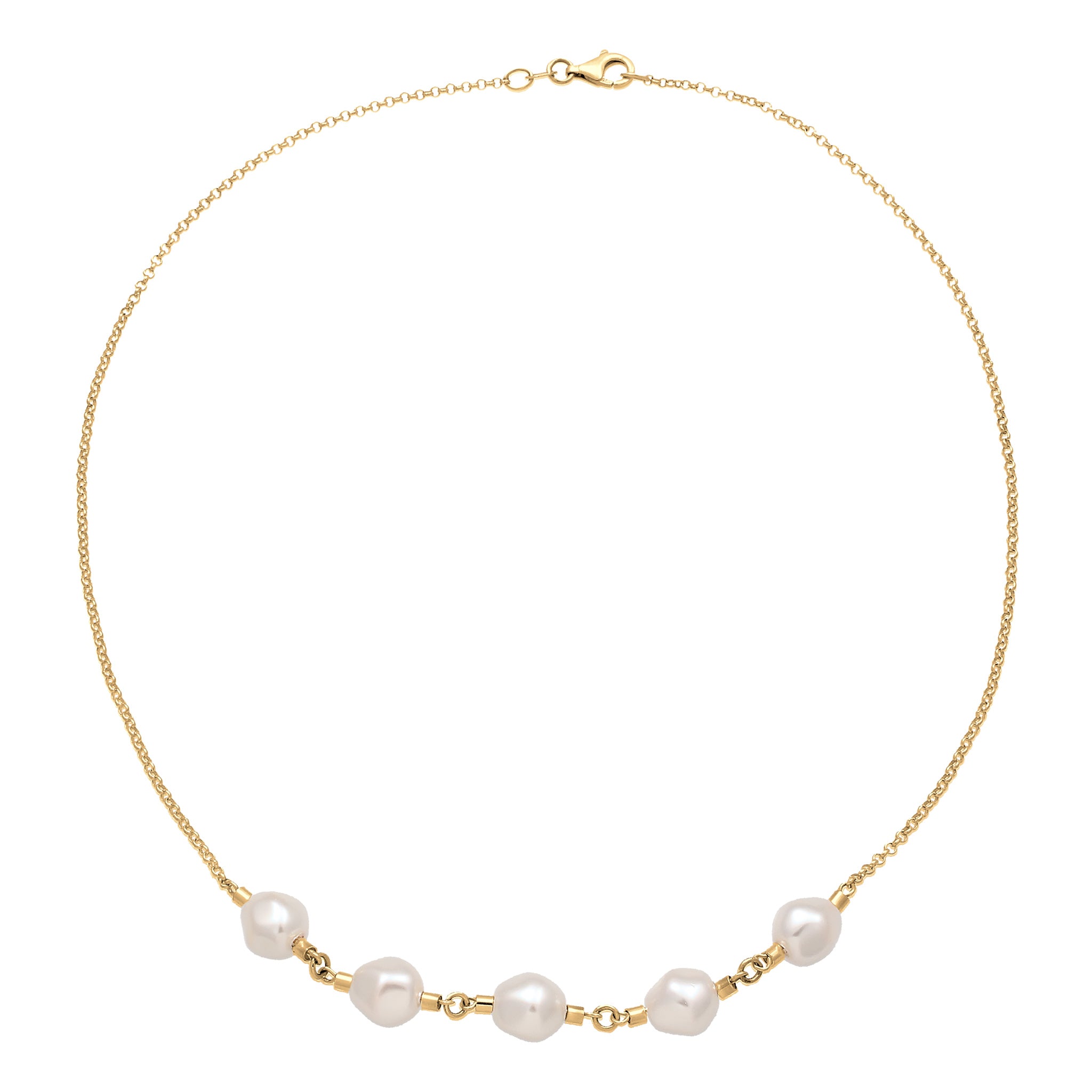 Gold Kalung Perhiasan Perak 925 Wanita Pearl Gold Plated