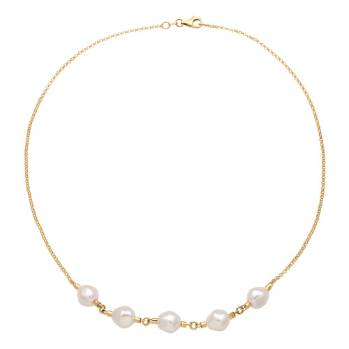 Gold Kalung Necklace Perak 925 Lapis Emas Wanita Mutiara Swarovski® Minimalis
