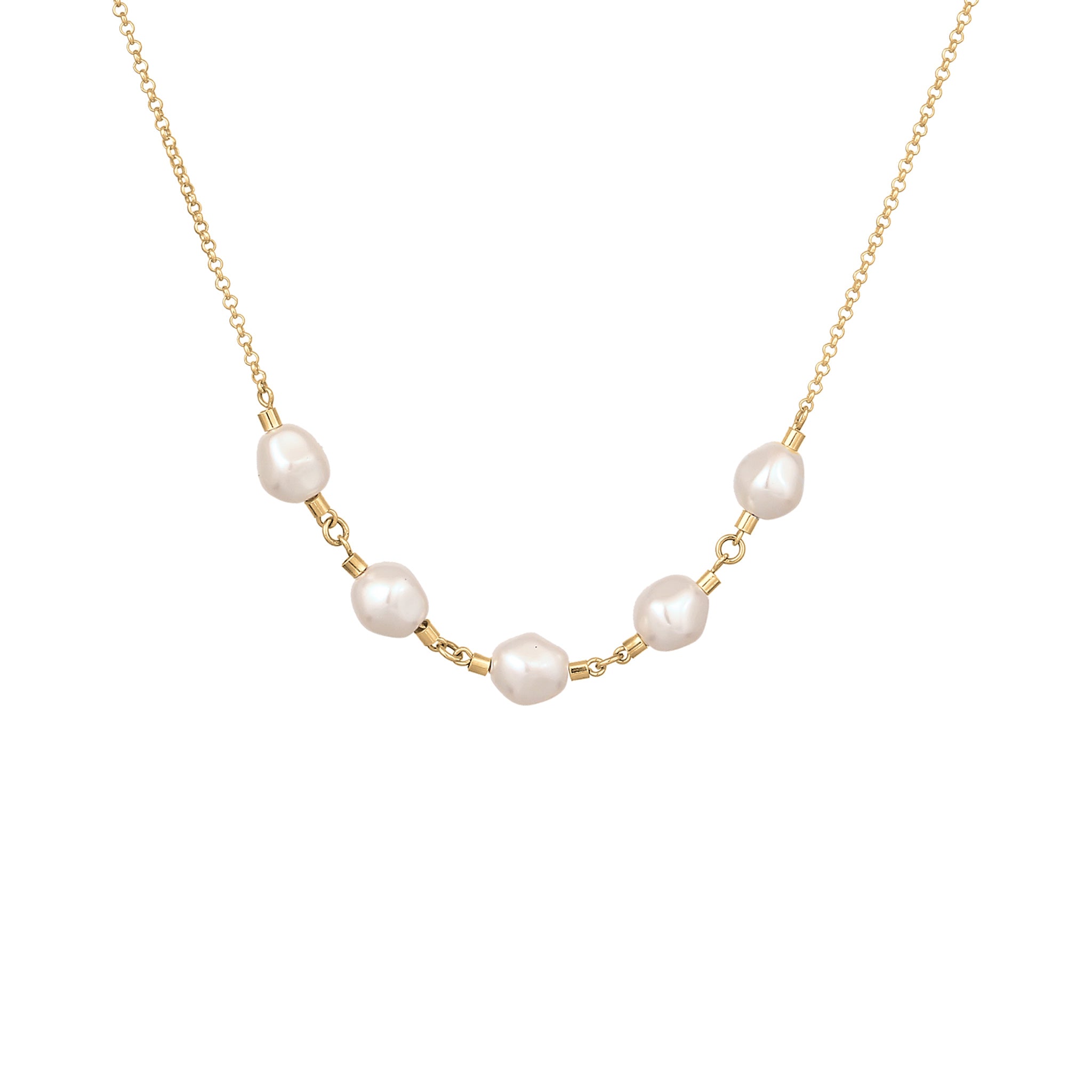 Gold Kalung Perhiasan Perak 925 Wanita Pearl Gold Plated