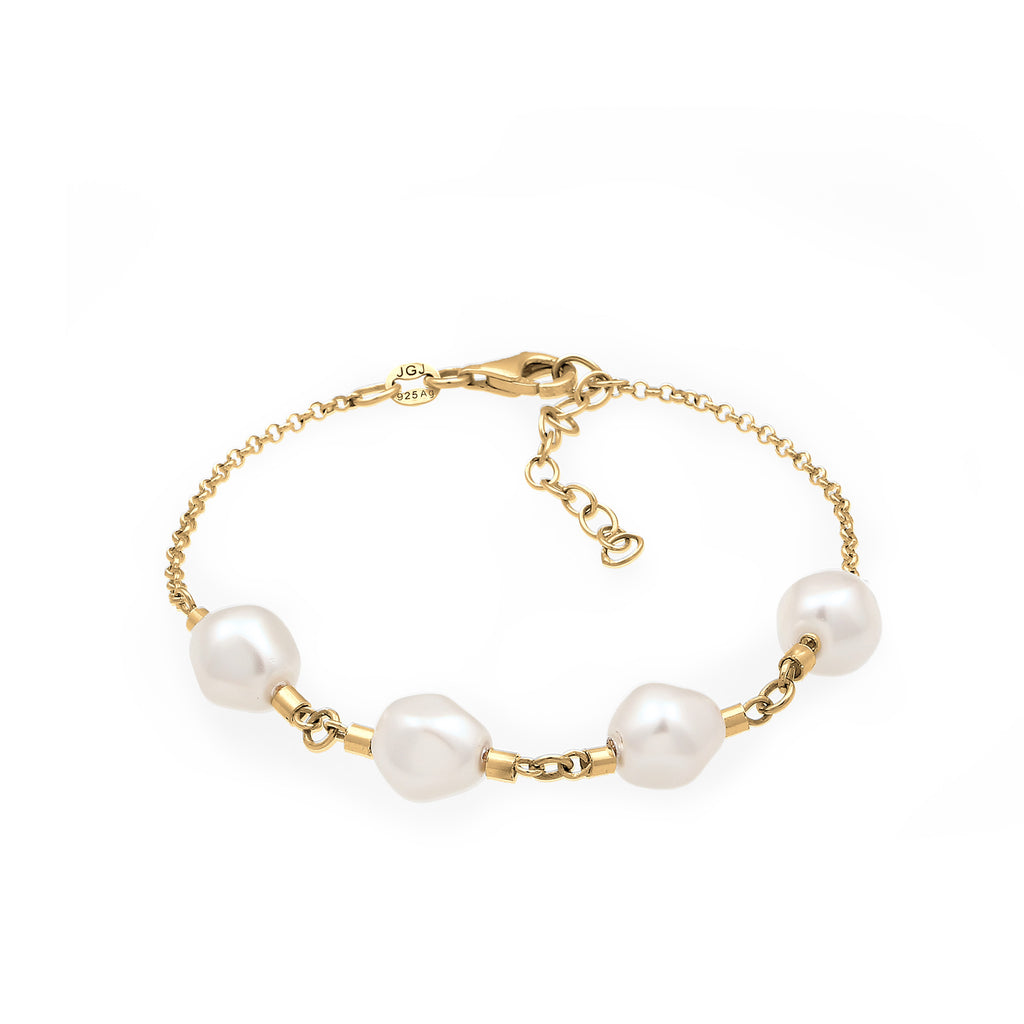 Gold Gelang Perhiasan Perak 925 Wanita with Pearl Gold Plated
