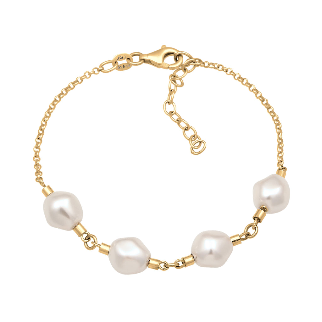 Gold Gelang Perhiasan Perak 925 Wanita with Pearl Gold Plated