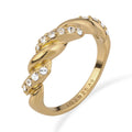 Gold Cincin Perhiasan Perak 925 Wanita Twisted Look Elegant Crystals Gold Plated