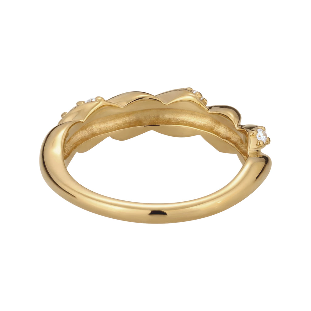 Gold Cincin Perhiasan Perak 925 Wanita Twisted Look Elegant Crystals Gold Plated