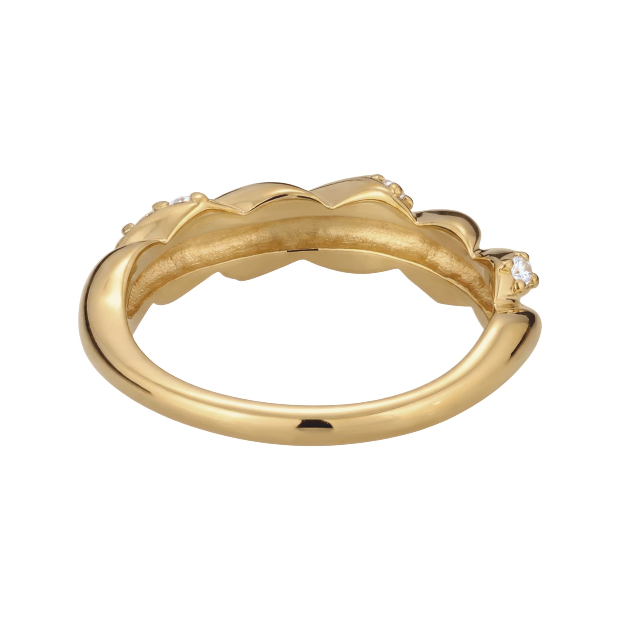 Gold Cincin Perhiasan Perak 925 Wanita Twisted Look Elegant Crystals Gold Plated