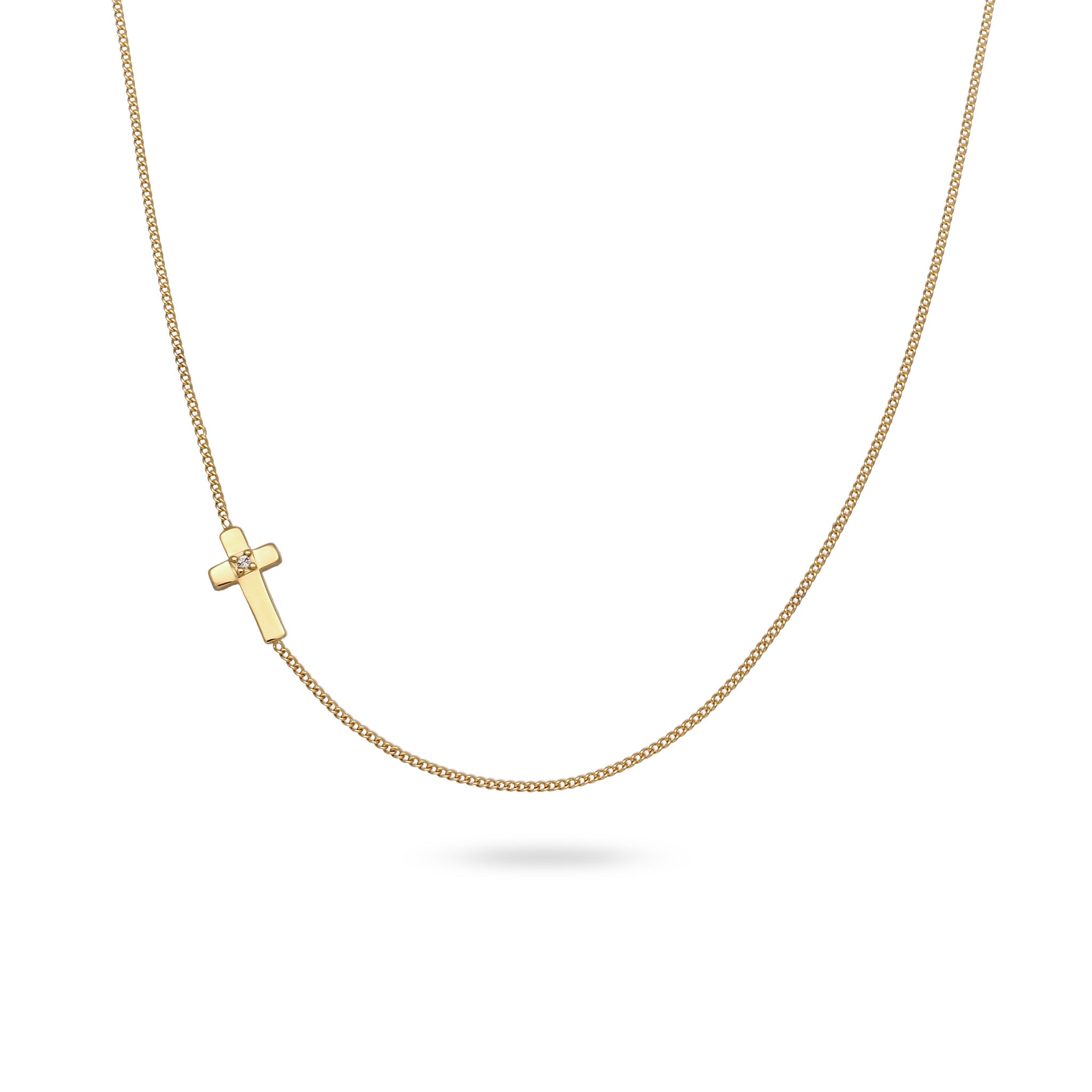 Gold Kalung Perhiasan Perak 925 Wanita Cross White Crystals Gold Plated